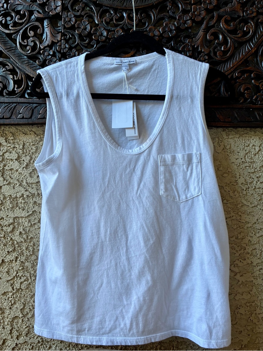 NWT James Perse White Sleeveless Pocket Tank